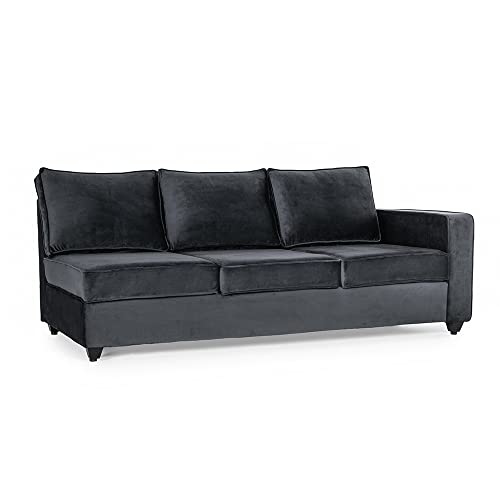 Image of Wakefit Sofa Set | 3 Year Warranty | Sofa 3 Seater, 3 Seater Sofa for Living Room, Wooden Sofa Set, 3 Seater + Left Aligned, Sofa for Living Room - Napper(Fabric-Velvet : Space Grey)