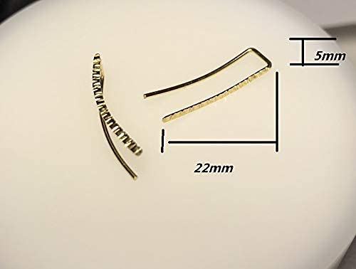 Genbz Chic Ear Climbers Handcrafted Hammered Ear Climber Earrings Minimalist Ear Crawler Sterling Silver Ear Crawler Earrings(Gold) #TOP1