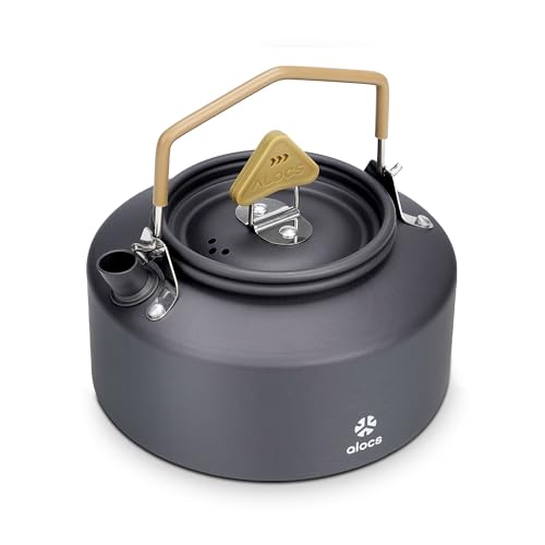 Alocs Camping Kettle - 1L Mini Camp Kettle - Portable Camping Tea Kettle - Lightweight Aluminum Camping Coffee Pot with Carry Bag for Outdoor Hiking Picnic Traveling and Backpacking