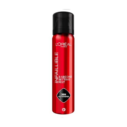 L'Oréal Paris Setting Spray, Infallible 3-Second Makeup Setting Spray Mist for Face, Up To 36 Hour Makeup Wear, Fixing Spray, Waterproof and Sweatproof, Transfer-proof and Non-sticky 75ml
