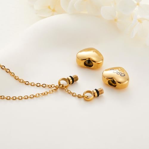 AILIN Custom Double Heart Urn Necklace for Ashes Stainless Steel Personalized Engraved Memorial Keepsake Pendant Cremation Jewelry for Human/Pet Ashes Gifts For Women Mom Grandma3