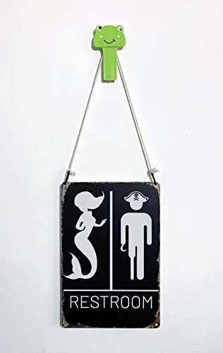 Nautical Restroom Sign - Pirate and Mermaid Themed Decor for Beach and Ocean Inspired Bathrooms | Funny Bathroom Sign, 12" * 8" (515) - Image 8