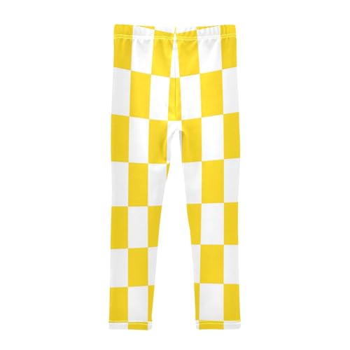 Bolaz Toddler Girls Leggings Printed Yoga Pants Leggings Yellow and White Checkered for Kids2