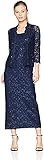 Alex Evenings Women's Two-Piece Long Dress and Jacket (Petite and Regular Sizes), Navy, 8