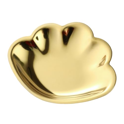 Shurhome Stainless Steel Jewelry Holder Fashionable Shell Shaped Tray for Accessory Organization Rings Earrings Necklaces Dish Home Je