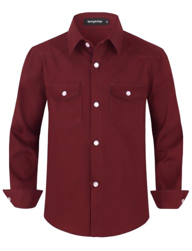 Image of Spring&Gege Boys' Long Sleeve Western Cowboys Pearl Snap Button Down Shirts (5-14 Years)