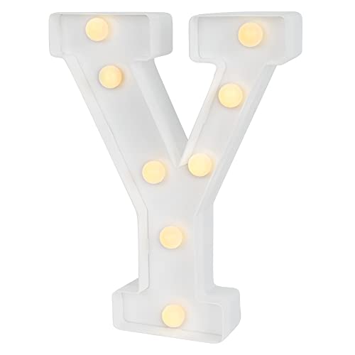 Image of Restaurantware Illumify 6.6 x 1.2 x 8.7 Inch Light Up Letter 1 Durable Marquee LED Light - Letter Y Touchproof White Plastic Party Light Keyhole Slot For Parties Weddings Or Special Events