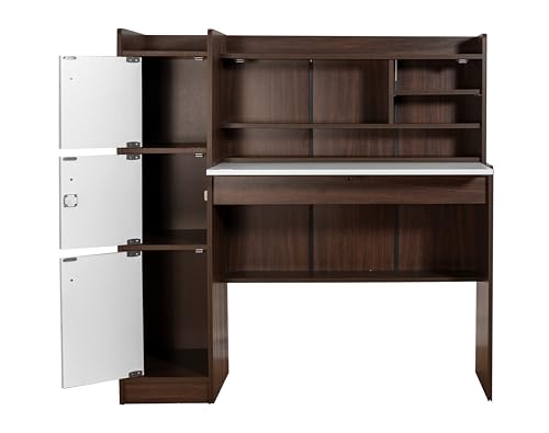 Image of DeckUp Plank Versa Engineered Wood Study Table and Office Desk (Walnut and White, Matte Finish)