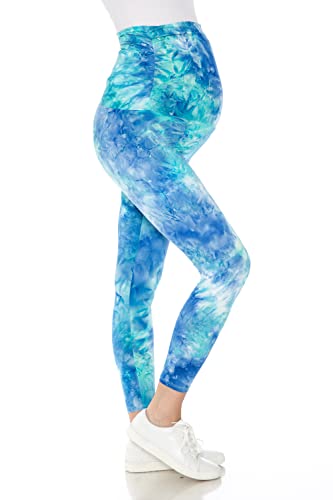 Leggings Depot Legging de grossesse décontracté pour femme, Teinture bleue et verte., Taille S