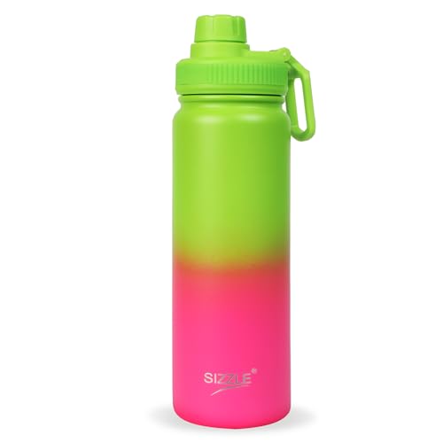 Image of Sizzle Element Stainless Steel Water Bottle 750 ML For Kids & Adults | Lightweight Leakproof Water Bottle with Powder Coating Finish | Dual Green-Pink Colour