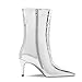 Women's Silver Mirror Boots Fashion Pointed Toe Mid Heel Short Boots Mid-Calf Shoes