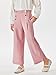 Haloumoning Girls Wide Leg Pants Kids Fashion Elastic Waist Front Button Trousers with Pockets 5-14 Years Pink