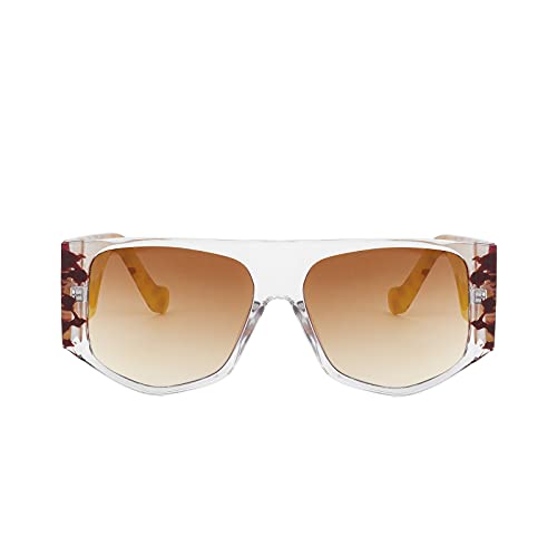 FEISEDY Retro Square Flat Top Irregular Sunglasses Thick Frame Men Women UV400 Glasses B40412