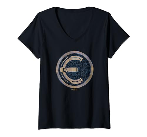 T-shirt col V Marvel Eternals Constellation pour femme en coton noir