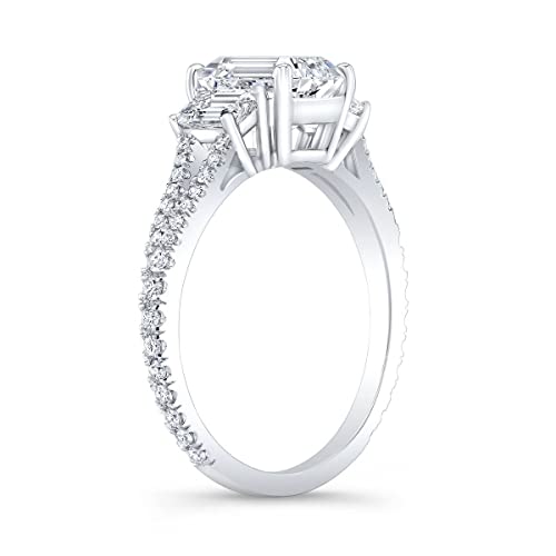Blocaci 3 Stone Emerald Cut Engagement Rings for Women White Gold, 1CT Center Moissanite Engagement Ring Platinum Plated Silver 10K 14K 18K Gold Wedding Anniversary Rings for Her with Text Engraving4
