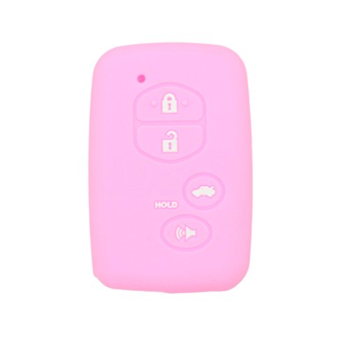 BROVACS Silicone Cover Protector Case Holder Skin Jacket Compatible with TOYOTA Avalon RAV4 Camry Venza Prius 4 Button Smart Remote Key Fob CV2405 Pink - Image 2