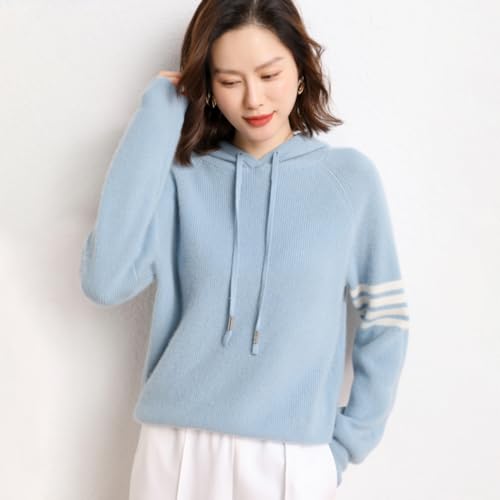 Image of Women's Long Sleeve Hoodie Cashmere and Wool Blend Pullover Tops Sweater