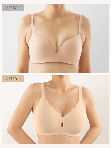 Image of LUCKMEEY Bras for Women No Underwire Wave Push Up Wireless Bra Seamless Bras Full Coverage Bralettes Lift Everyday Bras