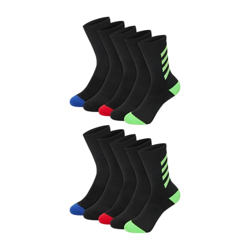 Hanes Boys' Moves Crew, Breathable Mesh Performance Socks, Moisture-Wicking, 10-Pack