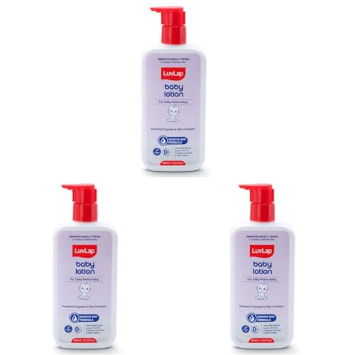Image of LuvLap Baby Lotion with Milk Protein - 400ml, Gentle Daily Lotion for Face & Body, 24 Hour Protection for Sensitive Skin, Ph 5.5, Shea Butter and VIT E, Paraben Free, Dermatologically Tested