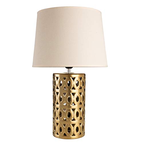 BARONI Lampada da Tavolo in Ceramica Colorata (Cilindrica Oro)