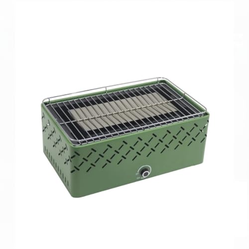 Livona K-BBQ : Barbecue Coréen/Grillades/de Table Portable/Camping – Sans Fumée (Charbon) – Grande Grille (45x27cm) – Système de Ventilation Ajustable - Chromé avec protection - Ventilateur.