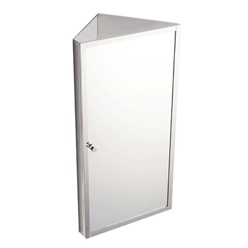 Armarios con Espejo de Baño, Gabinete de Esquina de Almacenamiento in Acero Inoxidable con Puerta de Espejo, 3 Niveles Armario de Triángulo para Cocina Baño