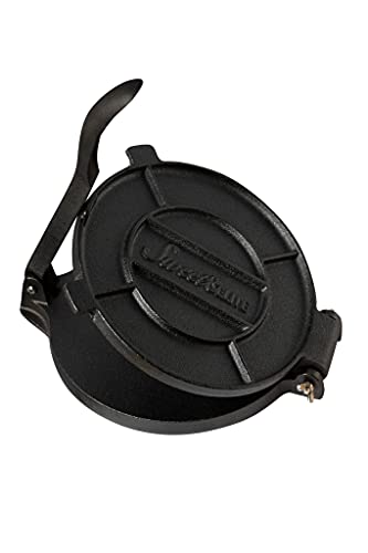 Sweet&Elite Tortilla Press 8 Inch, cast iron press with FREE 100 Pcs Oil Paper chappathi Press Black Tortilla Maker, Pataconera Dough presser Pre Seasoned with Flaxeed Oil.