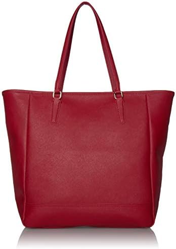 Royce Leather 24 Hour Executive Tote Bag in Saffiano Leather, Red, One Size