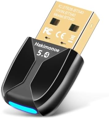 Upgraded USB Bluetooth 5.4 Adapter for PC, Wireless USB Dongle for Laptop Desktop Windows 11 10 8.1 7, Plug n Play Bluetooth Headphones Headset Speaker Mouse Keyboard Printer Controller