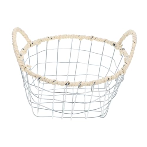 FUNOMOCYA Iron Woven Storage Basket for Kitchen Multi Purpose Metal Holder for Snacks Fruits and More Portable Decorative Wire Basket for Dining Table and Home Organization