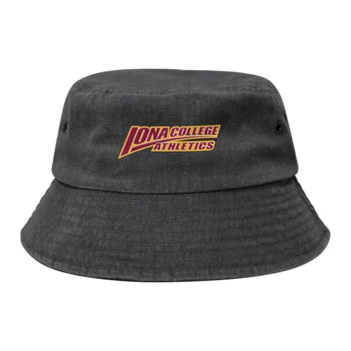Iona College Faded Cotton Bucket Hat-Wide Brim Vintage Sun Cap for Men & Women Black