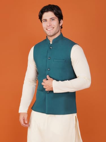 Image of Vastraa Fusion Men's Traditional Woolen Nehru Jacket Modi Waistcoat