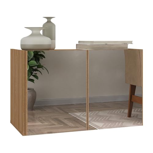 Aparador Buffet Suspenso com Espelhos 2 Portas Multimóveis Mp8003 Rustic