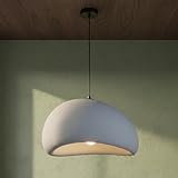 BARCELONA LED Lámpara Colgante Wabi Sabi 30cm, Estilo Japonés Moderno, Gran Tamaño, Acabado Piedra y Cemento, Diseño Artesanal Rugoso, Industrial y Clásico