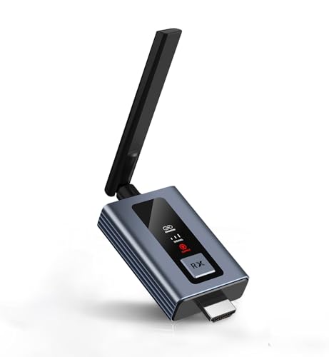 Lielyhod Upgraded Wireless HDMI Receivers with LED Screen, 165FT/50M Plug & Play 1080P HD Output 5.8GHz Extender for TV Box/Laptop/Projector/Camera to Multiple Screens