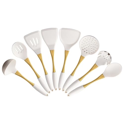Ustensiles de cuisine en silicone chic et acier doré pour chef - 2