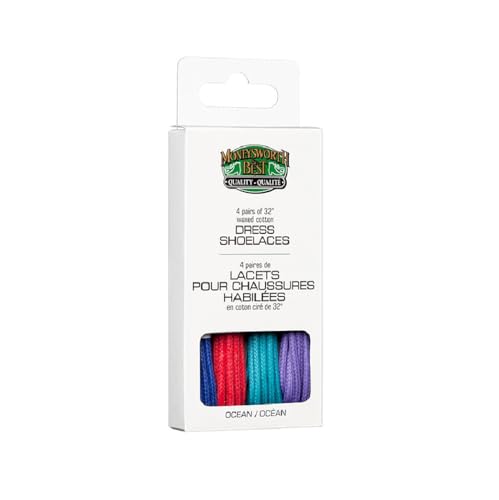 Moneysworth & Best Dress Waxed Colored Shoe Laces 4 Pack - Ocean Colors, 32