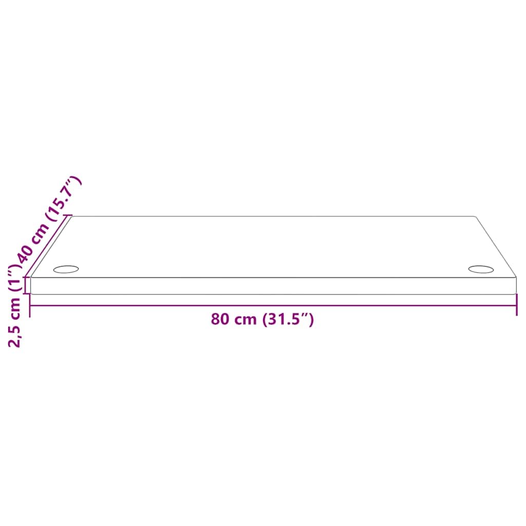 Piano da scrivania bianco, 80 x 40 x 2,5 cm, in legno di pino massiccio, con 2 fori per cavi, per accessori da scrivania, telaio da tavolo, supporto per monitor, home office e ufficio