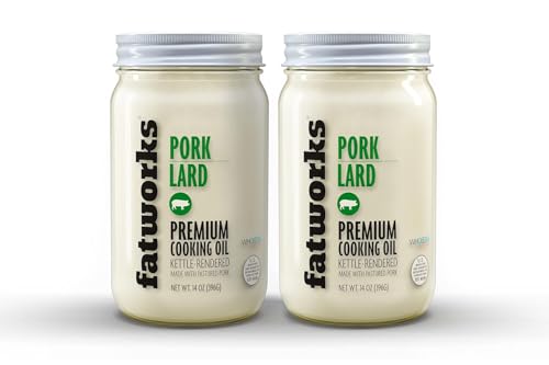 Fatworks Premium Pasture Raised Lard. The Original Non-Hydrogenated Pasture-Raised Lard crafted for Traditional, Keto, and Paleo Chefs. Artisanally Rendered, WHOLE30 APPROVED, Glass Jar, 14oz.