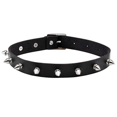 Manfnee Punk Rock Gothic Collar for Women and Men Black PU Leather Vintage Necklace Adjustable