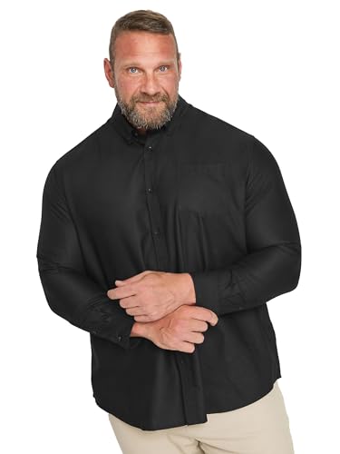 BadRhino Big & Tall Premium Long Sleeve Oxford Cotton Shirt - Men's - Plus Size Curve Black