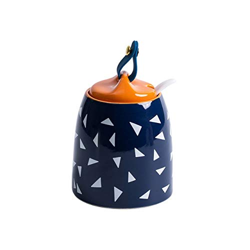 XYNSNDB GaRcan Bottiglia di condimento in Ceramica di Silicone con Cucchiaio Scatola di spezie Organizer per la casa Strumento da Cucina per Sale, Pepe, Zucchero (Blu)