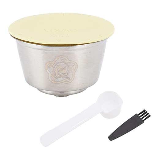 Taza de café recargable, cápsula de café reutilizable acero inoxidable con tapa silicona, compatible con la mayoría máquinas cápsulas, accesorio preparación