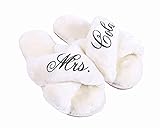 Personalized Bridal Slipper Bridesmaid Gifts Bridal Shower Wedding Bridesmaid Fluffy Bachelorette Hen Fluffy Slide On Girls Night Sleepover