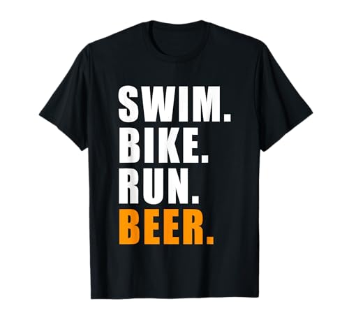 SWIM BIKE RUN BIRRA TRIATLETA TRIATHLON SPORT UOMO DONNE TRI Maglietta