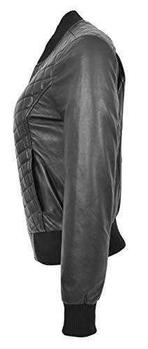 Veste bomber en cuir véritable matelassé isolant et coupe-vent taille 42 - 4