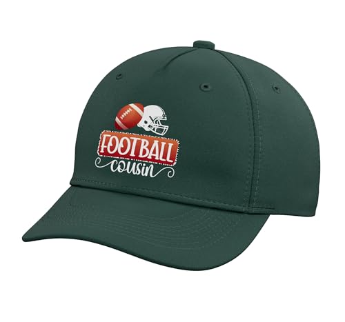 Football Cousin Proud Cousin of A Football Player Cousin Adjustable Printed Baseball Hat, Dark Green
