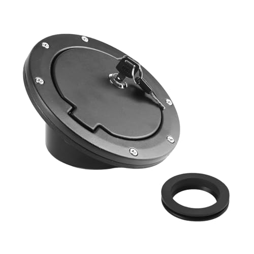 Sandfren Car Fuel Filler Door Gas Tank Cap Replacement Heavy Duty Vehicle Fuel Filler Door Locking Gas Tank Cover with Keys Compatible with Wrangler JK & Unlimited 2-Door and 4-Door