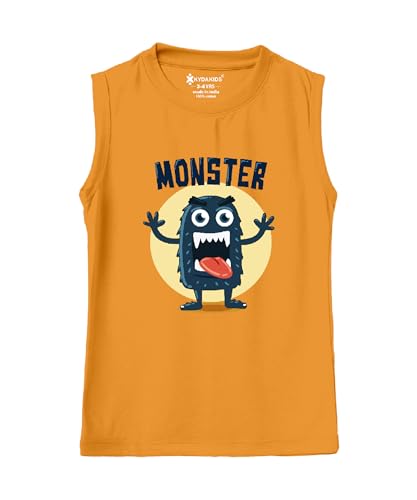Image of KYDA KIDS 100% Cotton Bio Washed Premium Printed Boys Sleeveless Loose Fit Tshirt - Antibacterial Boys Vest - Pack of 3